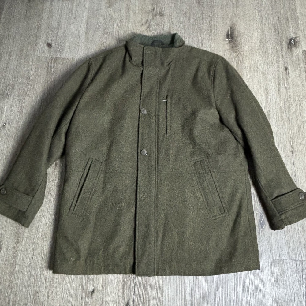London Fog Men's XXL Olive Green L10335M Loden Heath Wool‎ Blend Coat